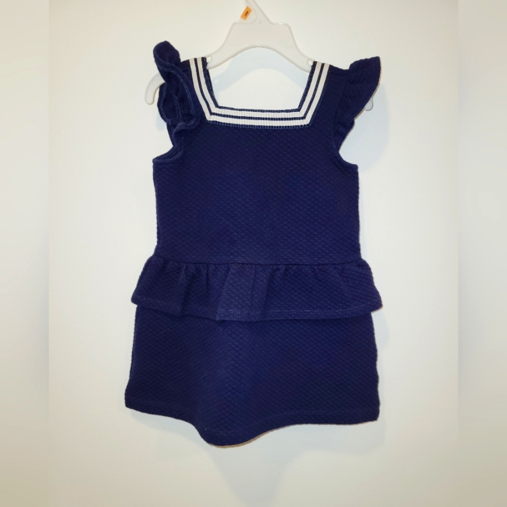 Janie and Jack Girl Merchant Marine quilted jacquard peplum dress Size 3